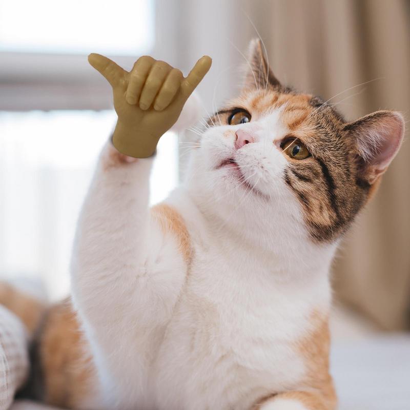 Small Finger Hands Fake Hand Toy For Cats And Dog Toy Fake Small Finger Hand Fake Hand Toy Silicone Funny Cat Petting Tool