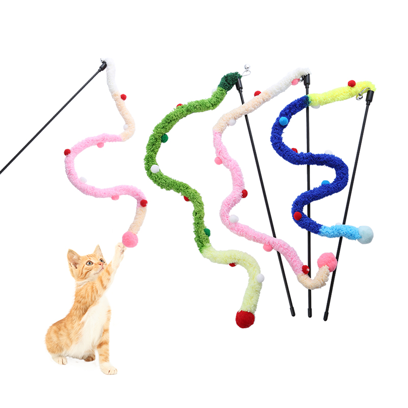 New plush strip cat-teasing stick Soft plush toy interactive self hi pet supplies