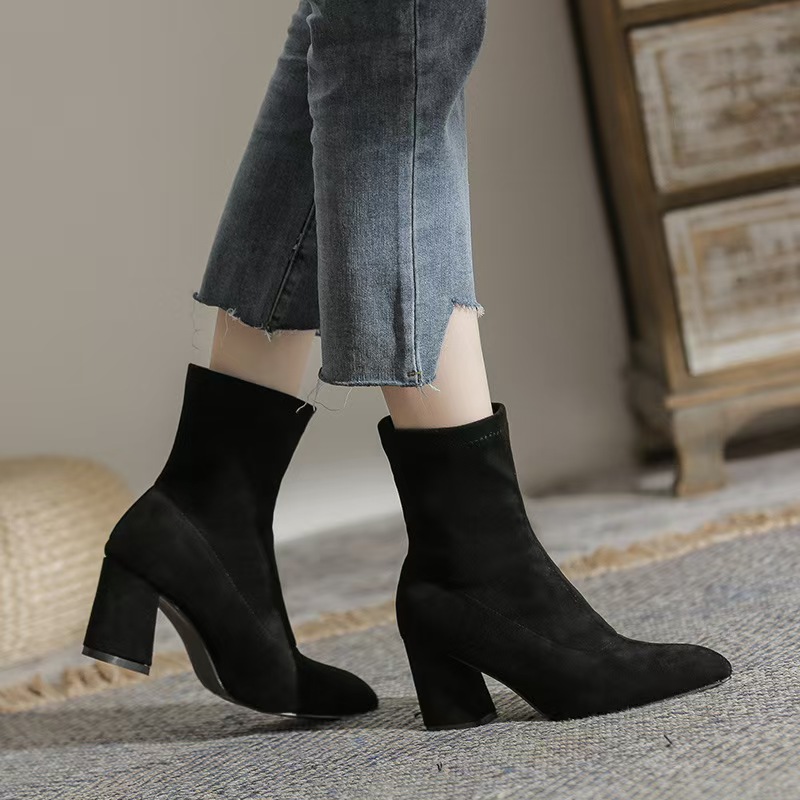 Designer Famous Short Tube Zipper Open Singer Booties Mujer Square Toe Cozy Ck Snow Boots For Women