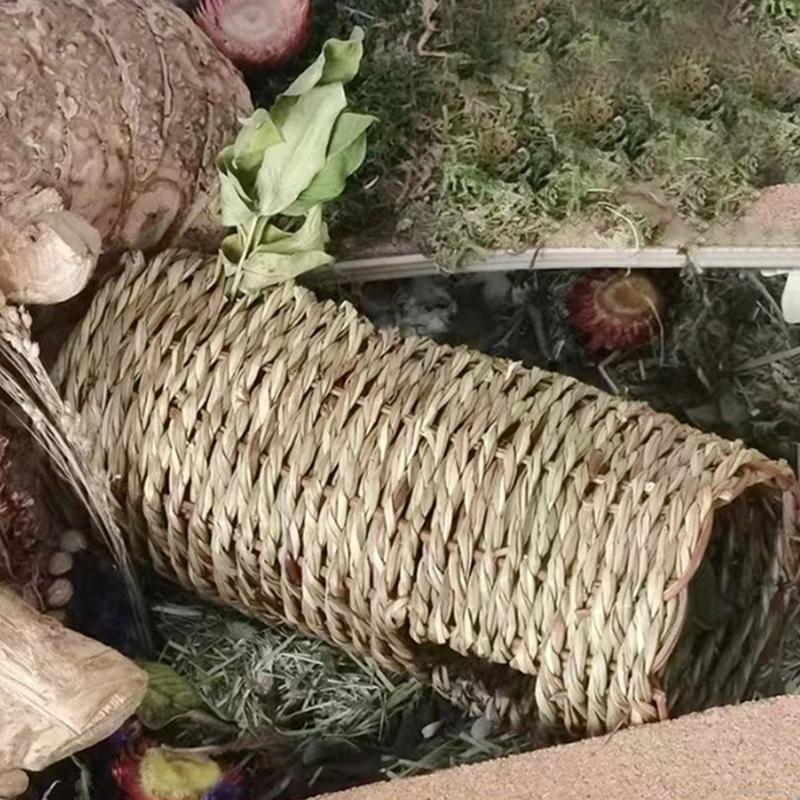 Hamster Grass Tunnel Hamster Tunnel Nest Natural Grass Woven Indoor Pet Hideaway Hut Small Animals Activity Center For Dutch Pig