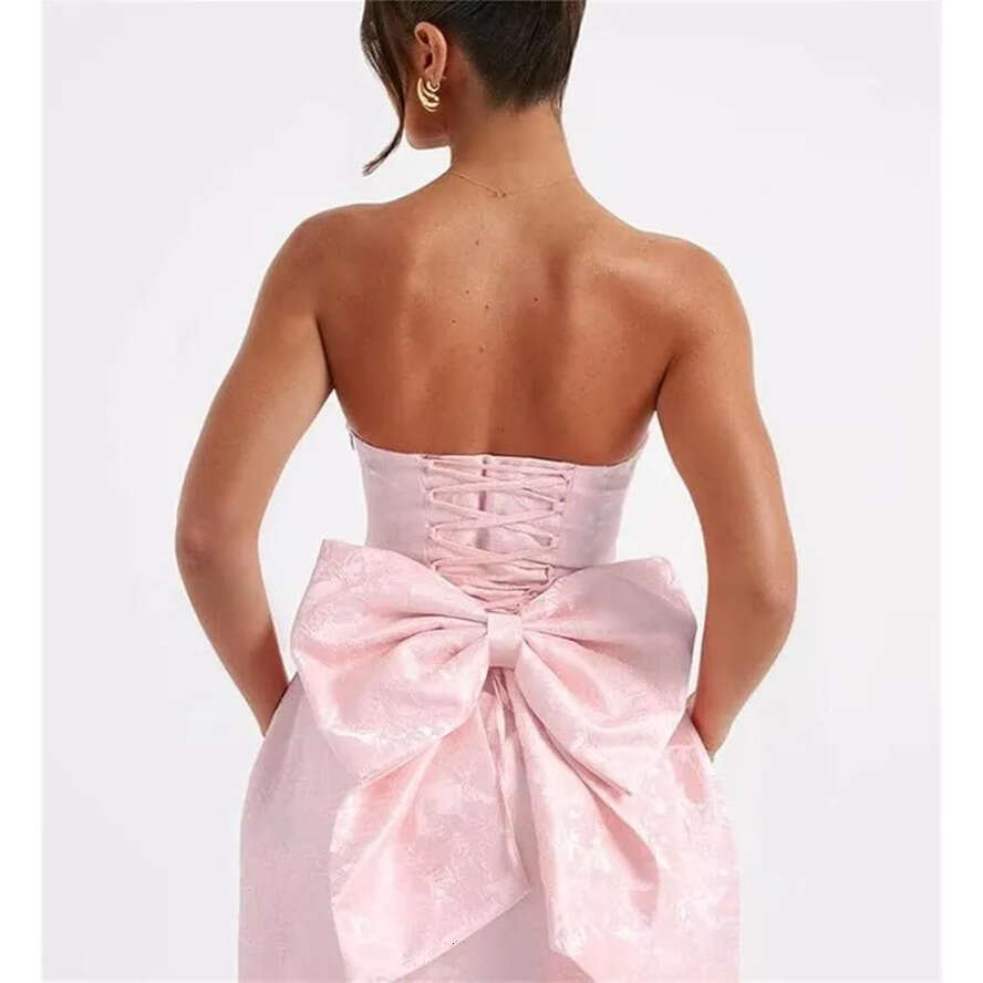 Dresses Lovely Pink Homecoming With Big Bow Back A E Strapless New Sexy Lace-Up Backless Mini Short Tail Prom Party Gowns Bm3221 less