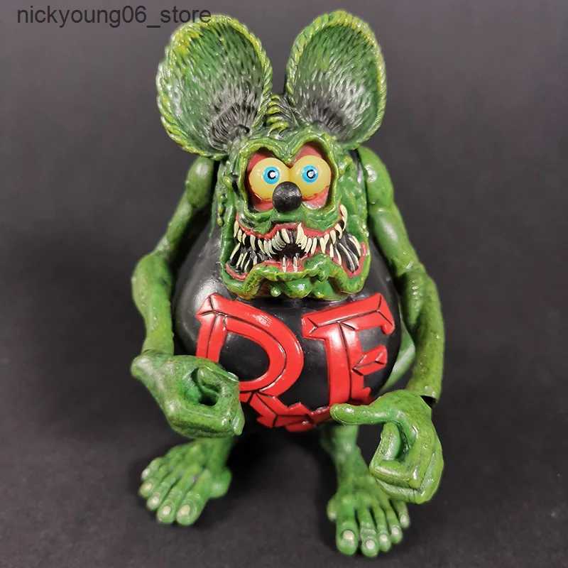 Cartoon Figures 12cm 5Style Rat Fink Action Figures Joints Movable Ed Roth Ratfink Mouse PVC Collectible Model Childrens Toy Gift L240910