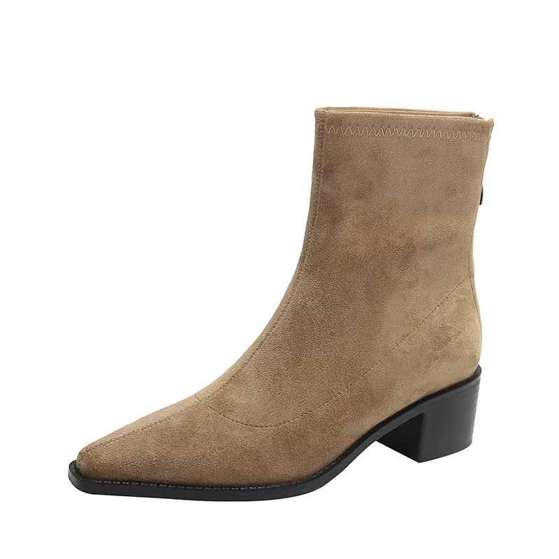 Designer Famous Short Tube Zipper Open Singer Booties Mujer Square Toe Cozy Ck Snow Boots For Women