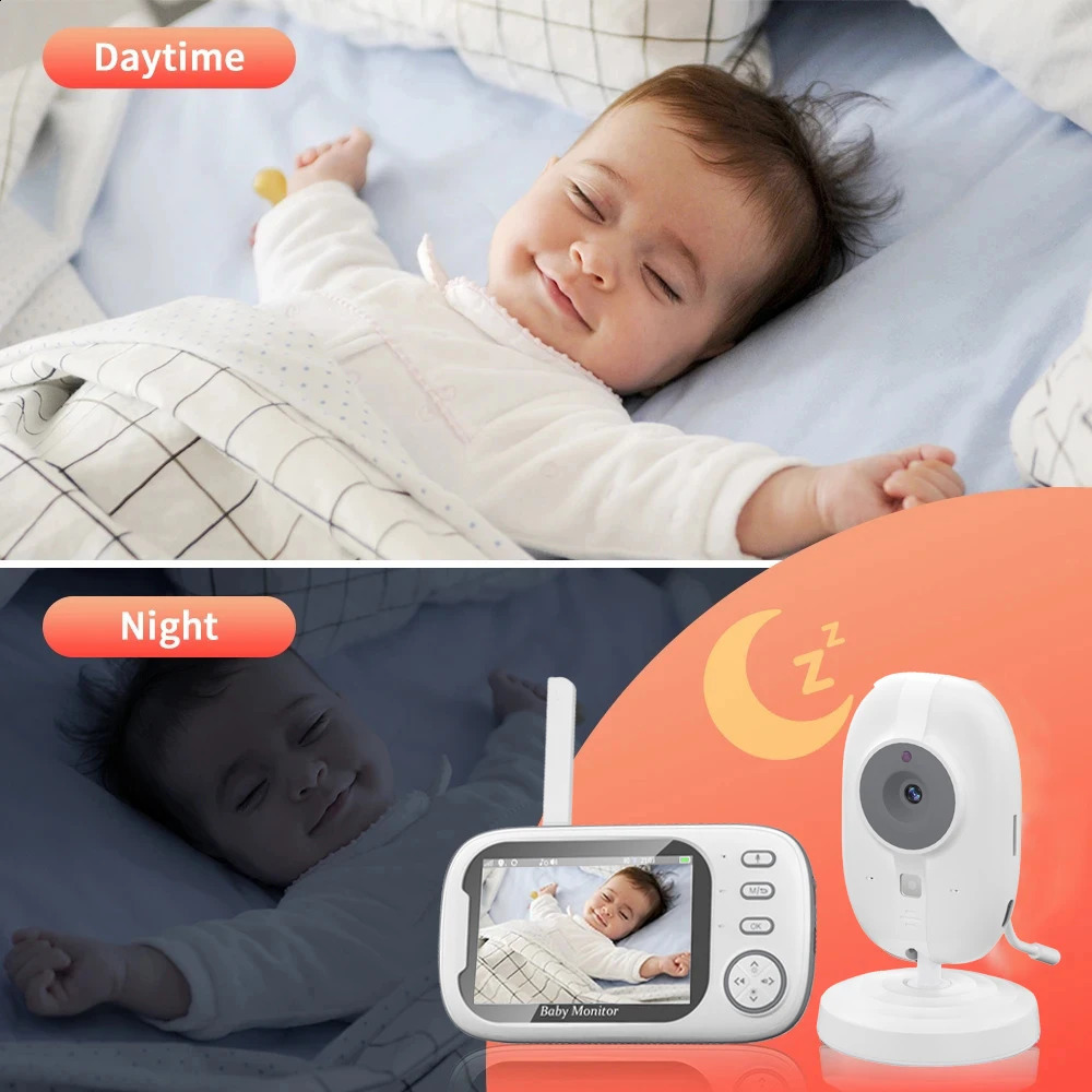3.5-inch wireless video baby monitor night vision temperature monitor 2-channel audio call baby nanny safety camera 241019