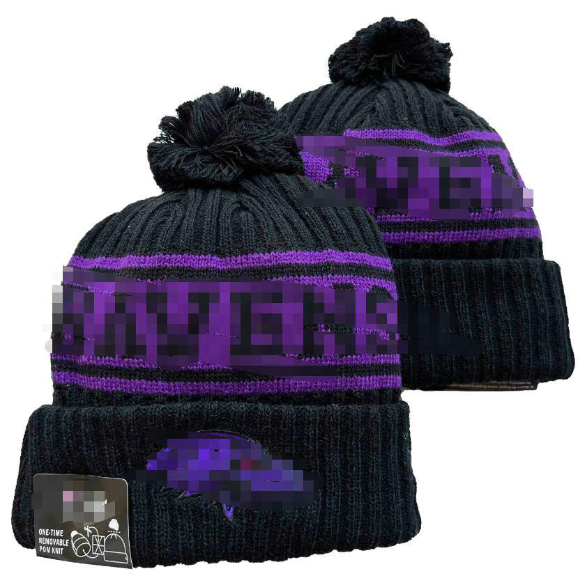 Men Knitted Cuffed Pom RAVENS Beanies Bobble Hats Sport Knit Hat Striped Sideline Wool Warm Baseball Cap For Women A