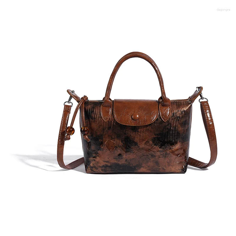 2025 NEW Drawstring Brand Oil Wax Leather Large Capacity Shoulder Crossbody Bags Handbag High Quality Women Sac A Main zhanyishengli