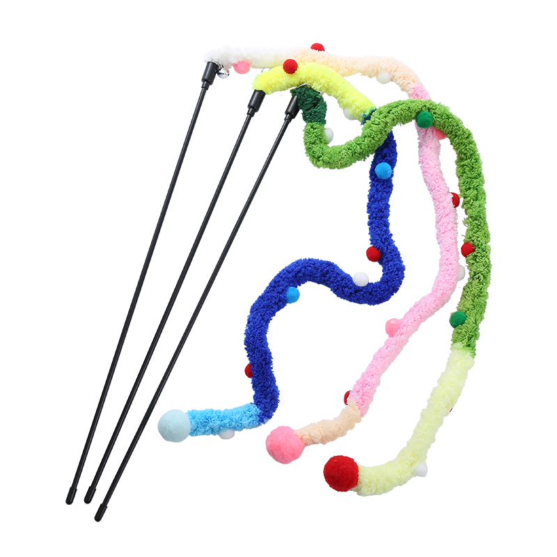 New plush strip cat-teasing stick Soft plush toy interactive self hi pet supplies