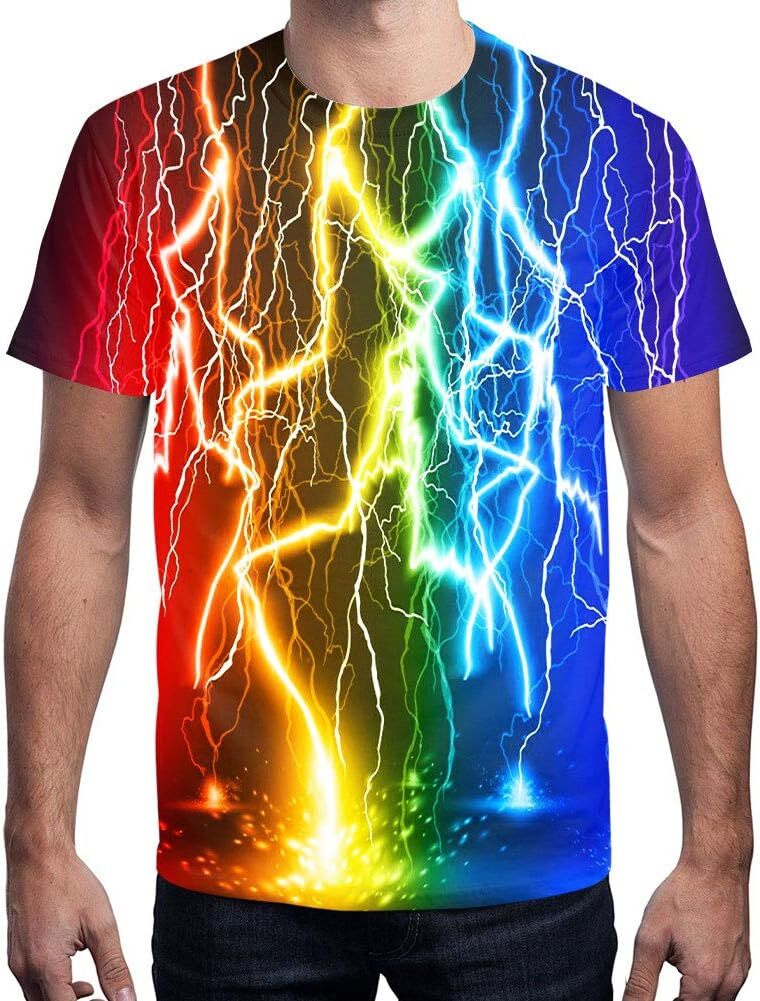 Men's T-shirt Men's T-shirt Women's graphic T-shirt Men and women can 3D print color streamer short sleeve novelty top T-shirt T-shirt 