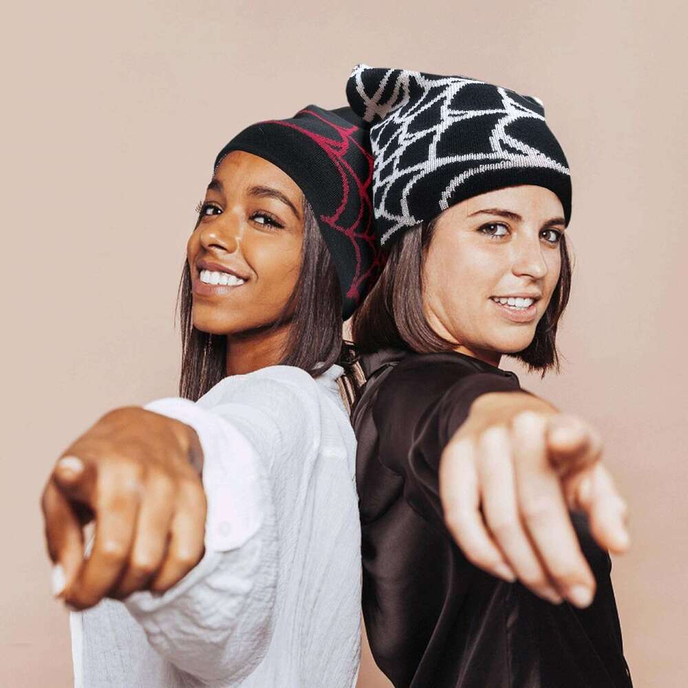Headwear good Women Knit ted Beanie Beanies for bonnet Hat Men s Spider beanie Double-Layer Str Winter Outdoor Warm