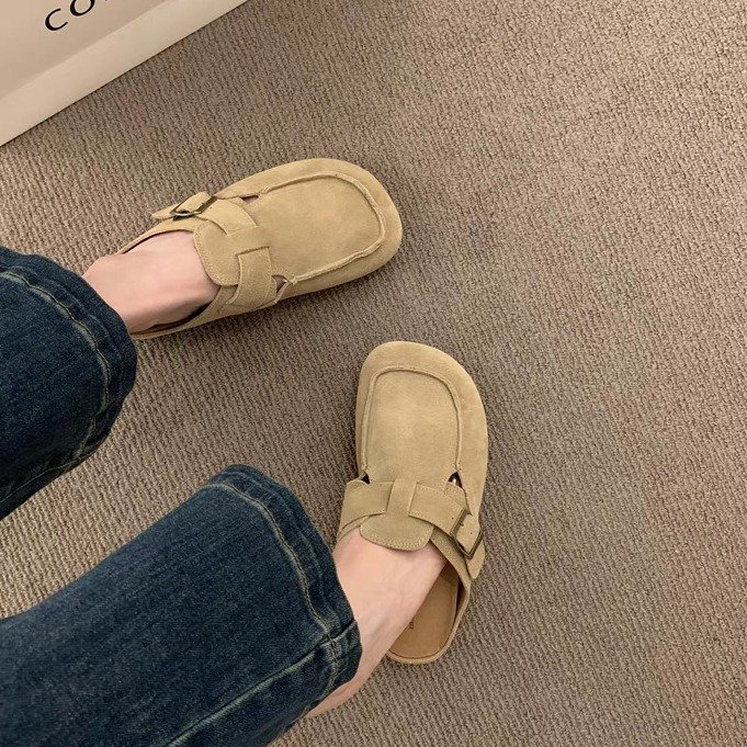 2024 free shipping new mens dress shoes flats designer shoe women round head low heel casual half drag womens loafers sneakers