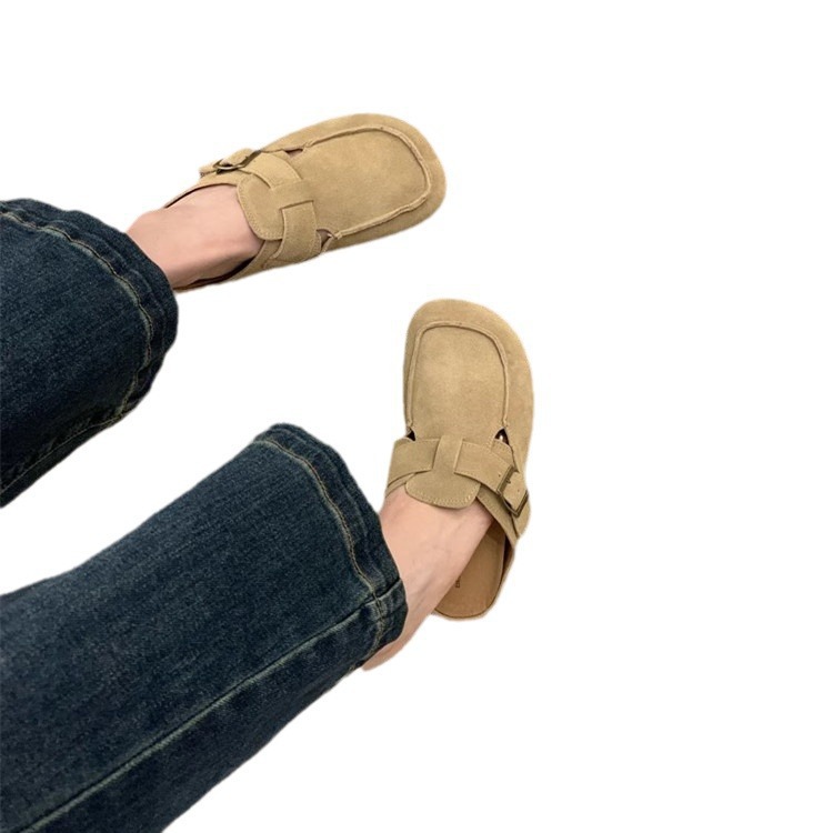 2024 free shipping new mens dress shoes flats designer shoe women round head low heel casual half drag womens loafers sneakers