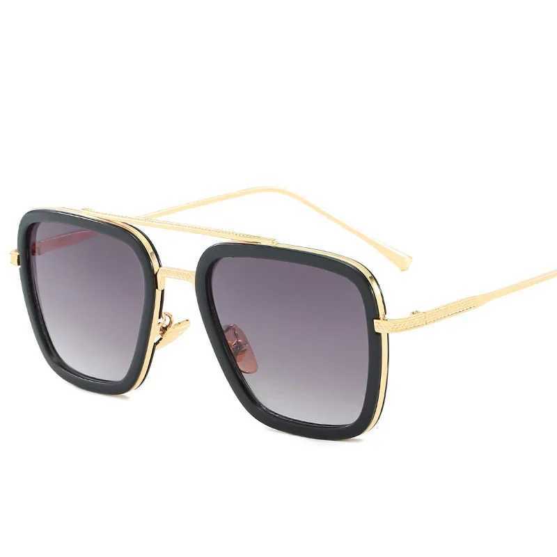Steam Punk Tony Stark Sunglasses Mens Fashion Square Driving Glasses Neutral Metal Frame Fashion Shadow Oculos De Sol W241015