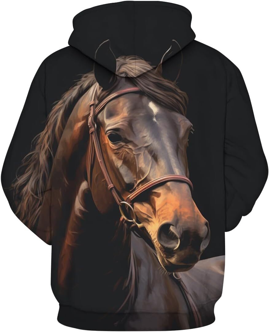 Hoodie for Mens Womens Mens Funny Horse Racing Hoodie Vintage Cute Horse Animal Lover Pullover Hoodie Graphic Fashionable and Warm cool
