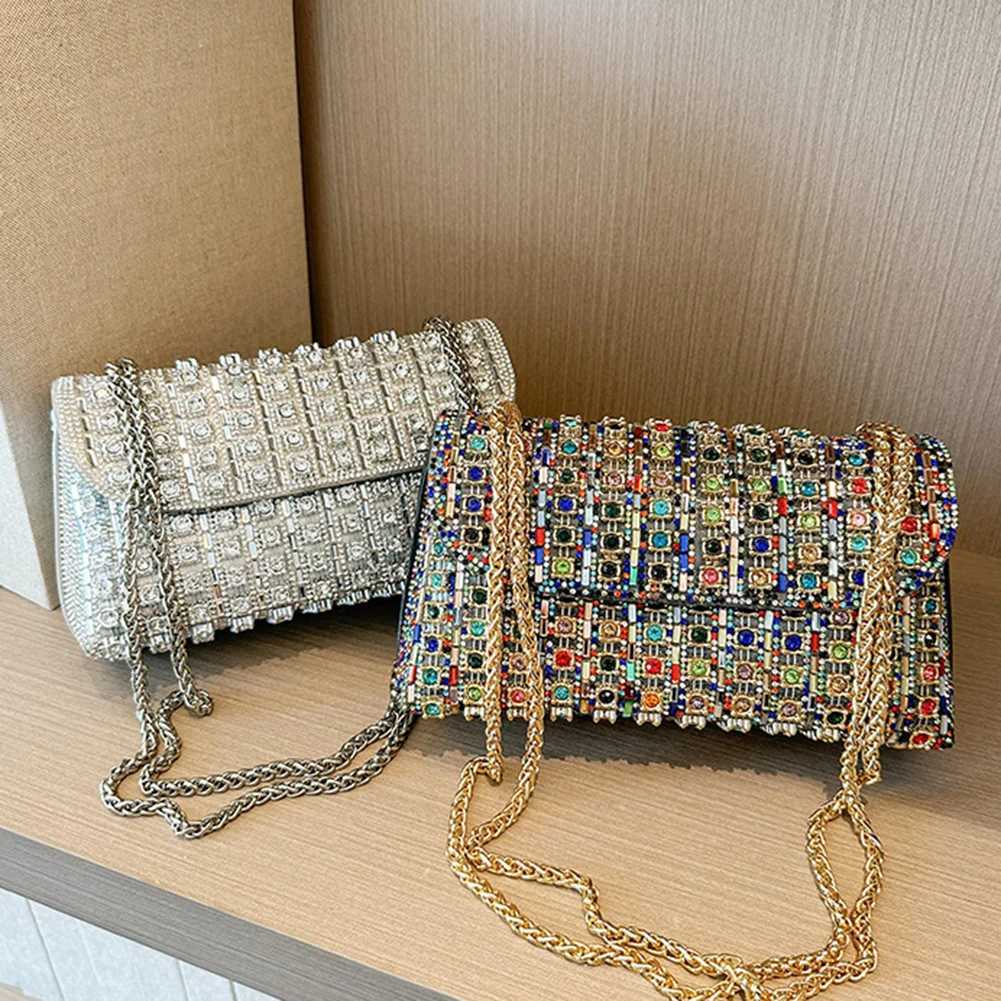 Shoulder Bag for Ladies with Chain Handbag Adjustable Strap Crossbody Sparkling Clutch Wedding Party Prom 241015