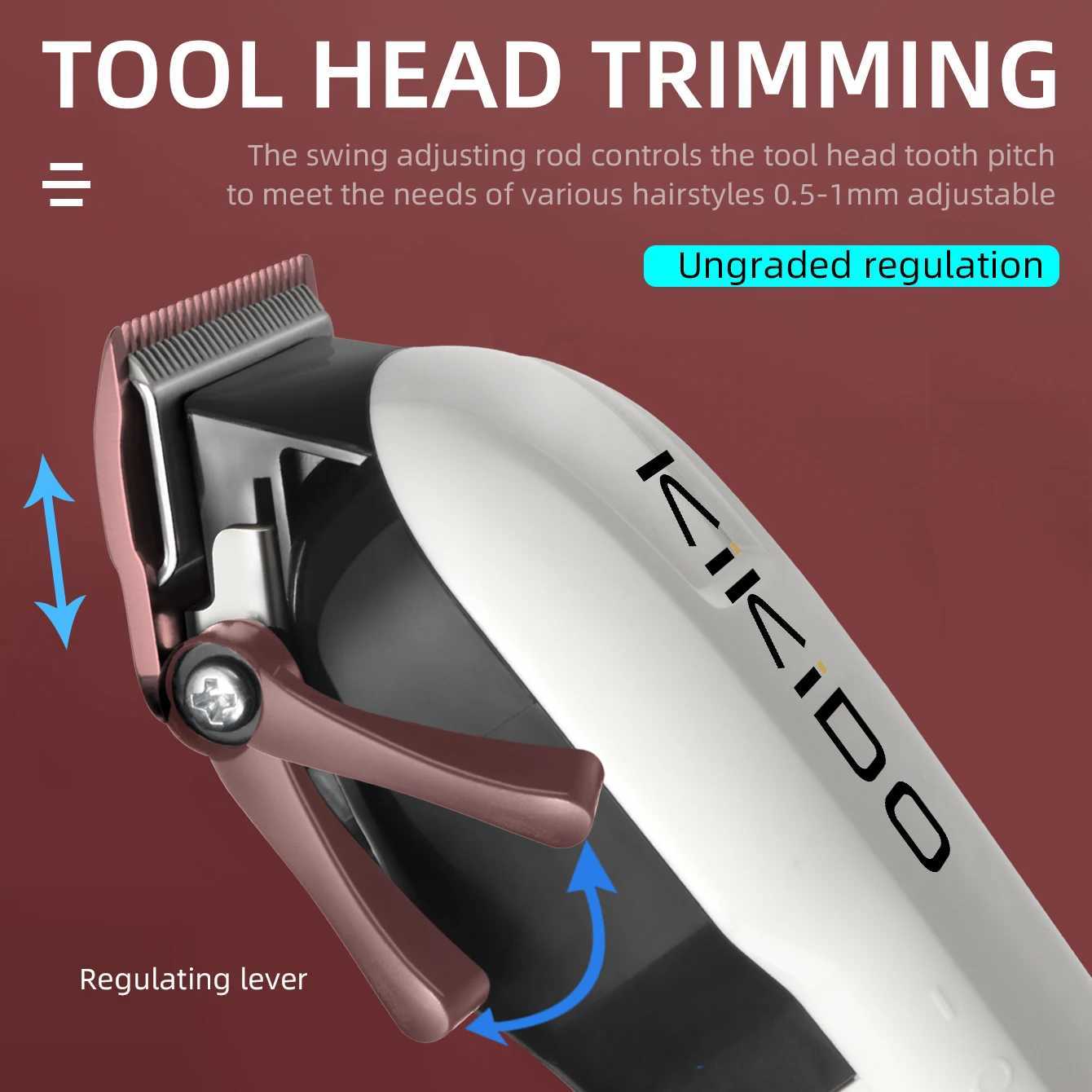 KIKIDO Professional Barber Hair Clippers Rechargeable Cordless Electric Hair Trimmer Hair Cutting Machine Men Hair CutterXJ241015