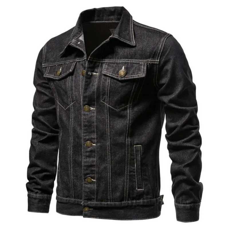 New Autumn Mens Casual Workwear Jeans Jacket Loose Casual Versatile Youthful Male Solid Color Tops Denim Mens Outerwear W250809