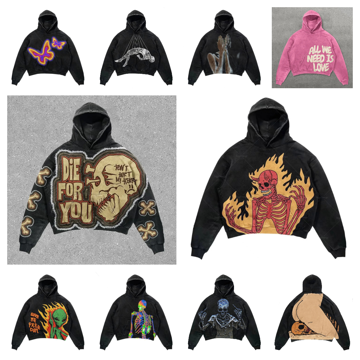 y2k men hoodie designer sweatsuit Streetwear Hoodie Gothic Hip Hop Sweatshirt Men Women Harajuku Pullover Hoodie Clothes tops gothic clothes Loose Sweatshirt