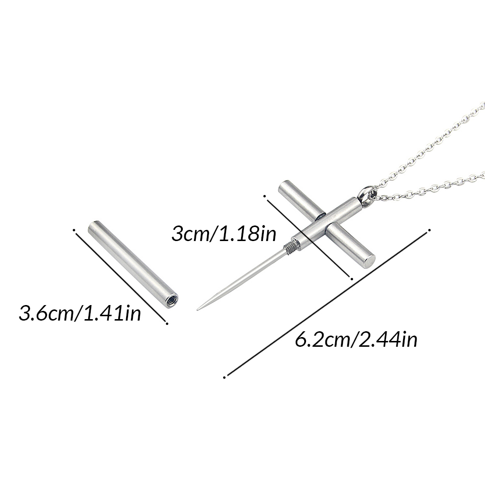 Cross Necklace for Men Stainless Steel Cross Pendant Necklace Men's Pendant Jewelry Toothpick Necklace Men Gift