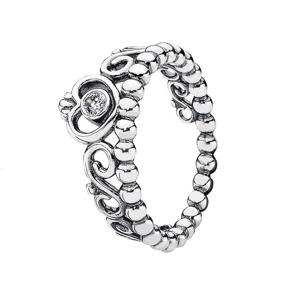 925 Sterling Silver Sparkling Wish Moon Tilted Heart Crown Flower Clear Zircon CZ Rings For Women Wedding Jewelry Designer Ring Gift Wholesale