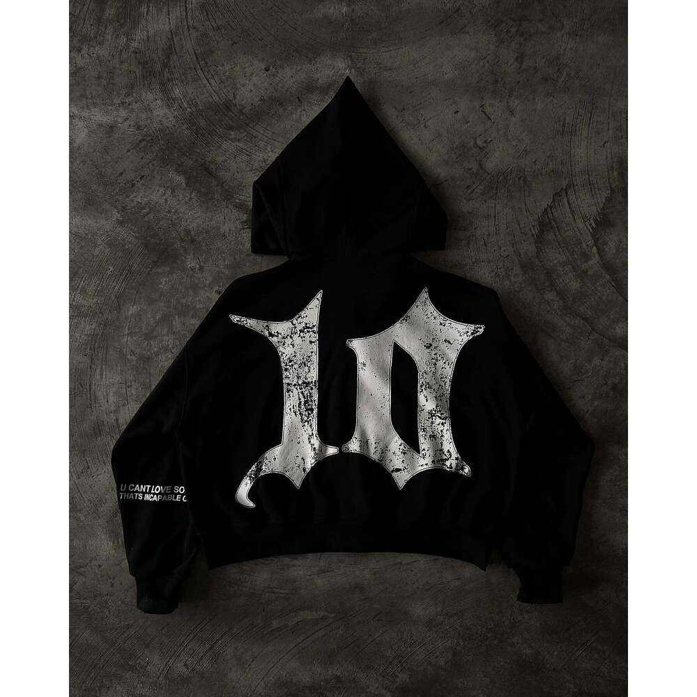 NARCISSIST Streetwear Hoodies Retro Black Patch Zip Up Hoodie Y2k Haruku Hip Hop Gothic Patchwork Jacket Coat Men Clothing
