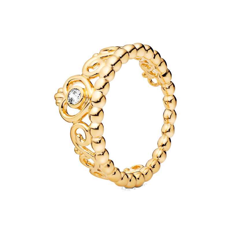 925 Sterling Silver Sparkling Wish Moon Tilted Heart Crown Flower Clear Zircon CZ Rings For Women Wedding Jewelry Designer Ring Gift Wholesale