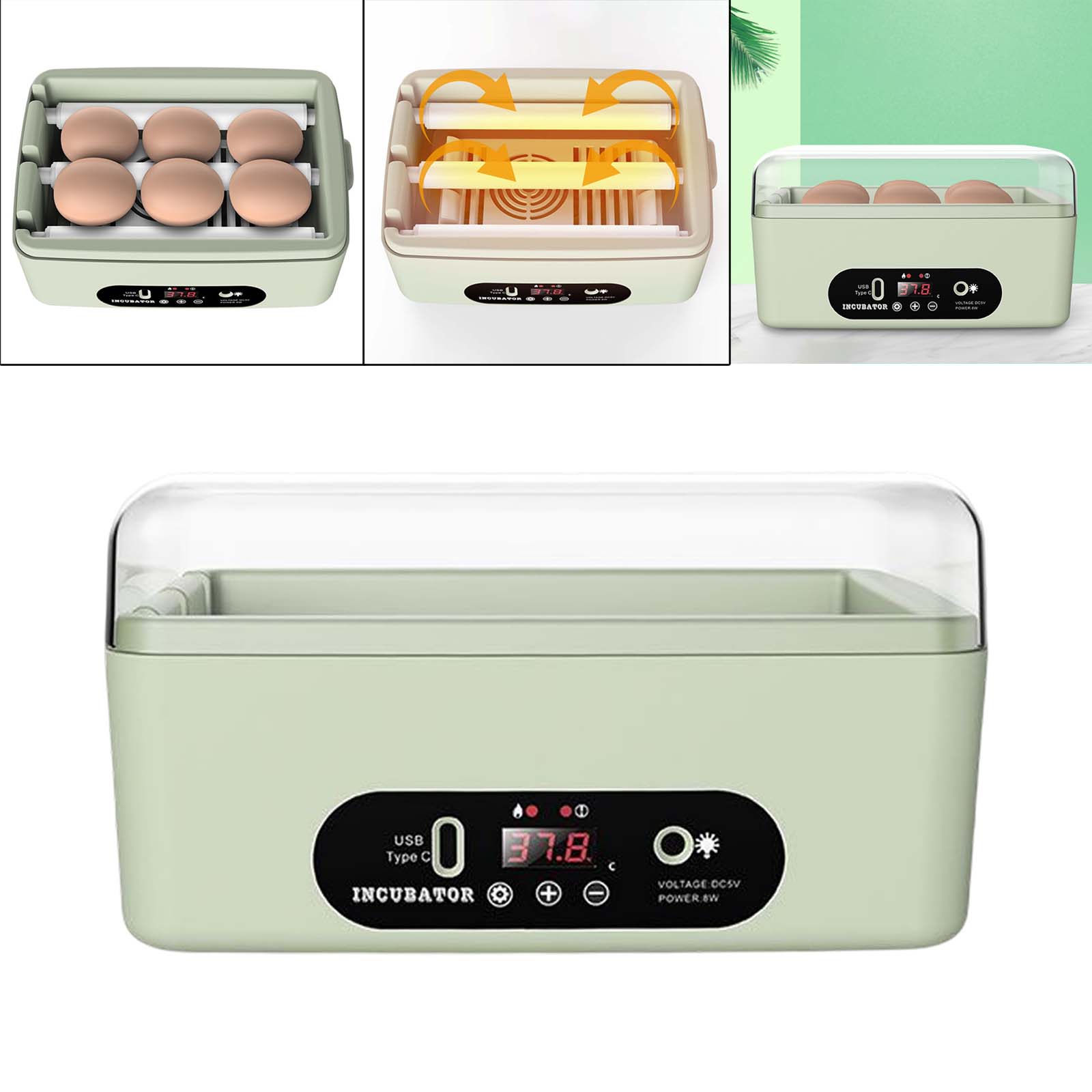 Mini 6 Eggs Incubator Hatcher Digital Poultry Temperature Control Egg Candler for Birds Goose Chicken Duck Quail Supplies