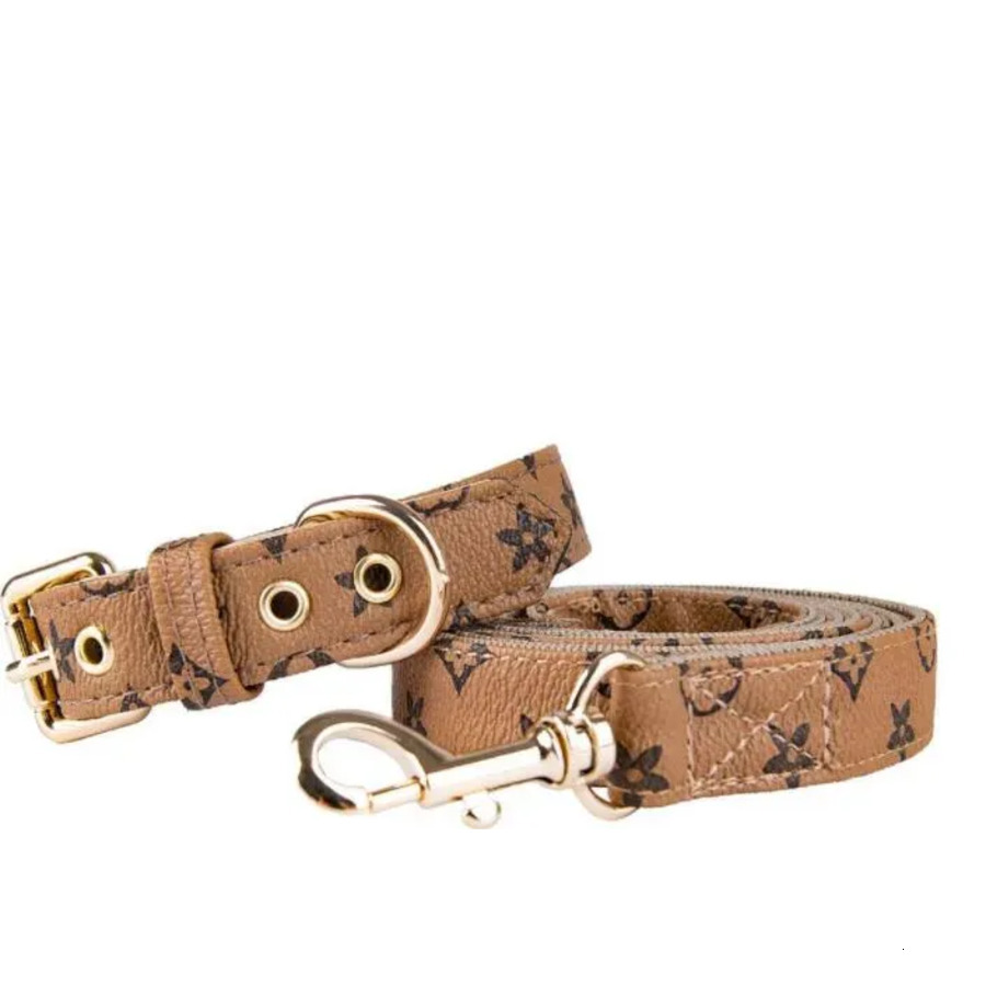 Dog Collar Leashes Classic Presbyopia Designer Letters Pattern Print PU Leather Fashion Casual Adjustable Dogs Cats Neck Strap Cute Pet Supplies B 33d