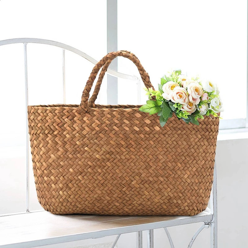 Leisure Grass Bag Natural Willow Handbag Womens Woven Garden Handmade Mini Lattan 241014
