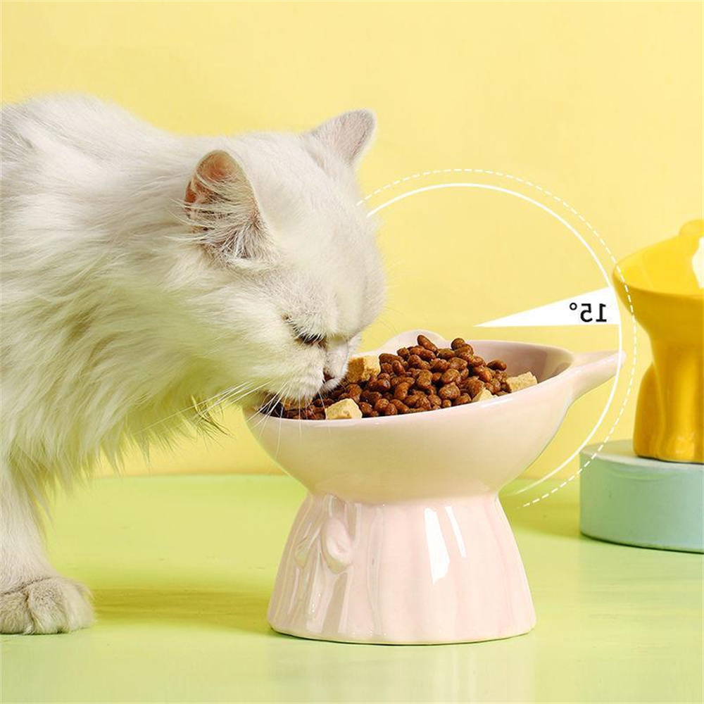 Cat Nordic Style Food Water Bowl Pet Animal Ceramic Eating Dishes High Foot Candy Color Puppy Kitten Matte Bowls Dog Accessories
