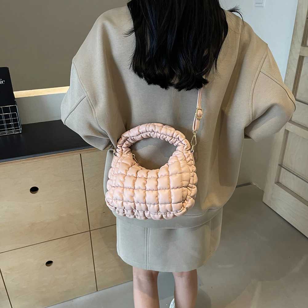Ladies Pu Puffer Tote Bag Quilted Large Capacity Fashion Shoulder Solid Color Trendy Handbag Padding Purse 241015