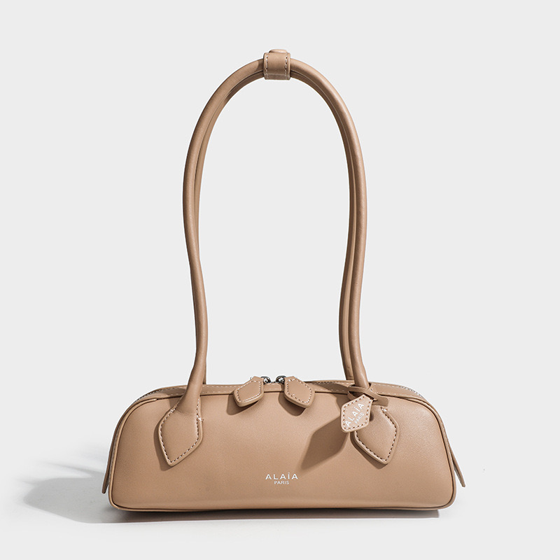 Cowhide Shoulder Bags for Women - Tubular Handles Handbag in Elongated Shape, 2024 New Arrivals dh5727163