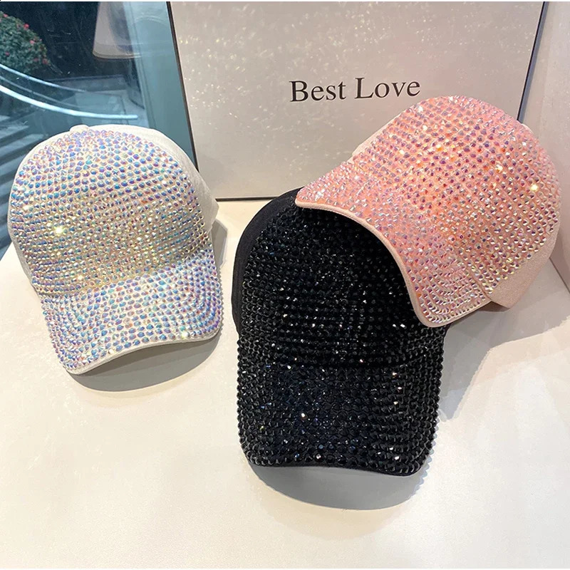 Summer Womens Baseball Cap Spring Autumn Rhinestone Caps Fashion Personality Street Hiphop Hats For Female 241014