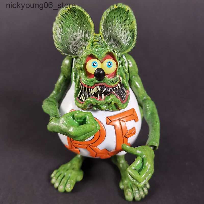 Cartoon Figures 12cm 5Style Rat Fink Action Figures Joints Movable Ed Roth Ratfink Mouse PVC Collectible Model Childrens Toy Gift L240910