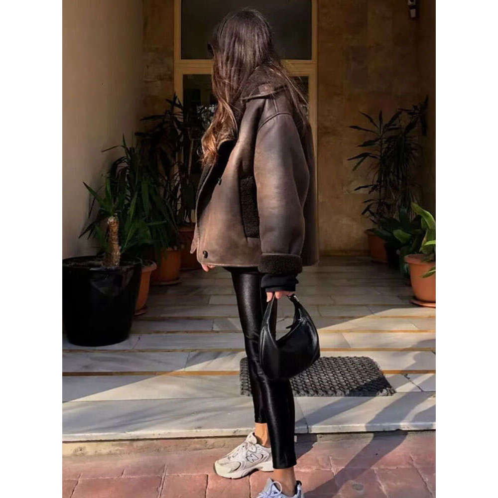 SIYANG Woman Thick Faux Leather Jackets For Women Autumn Winter Warm Wool Blends Coats Demi-Season Plush Jacket Outerwear
