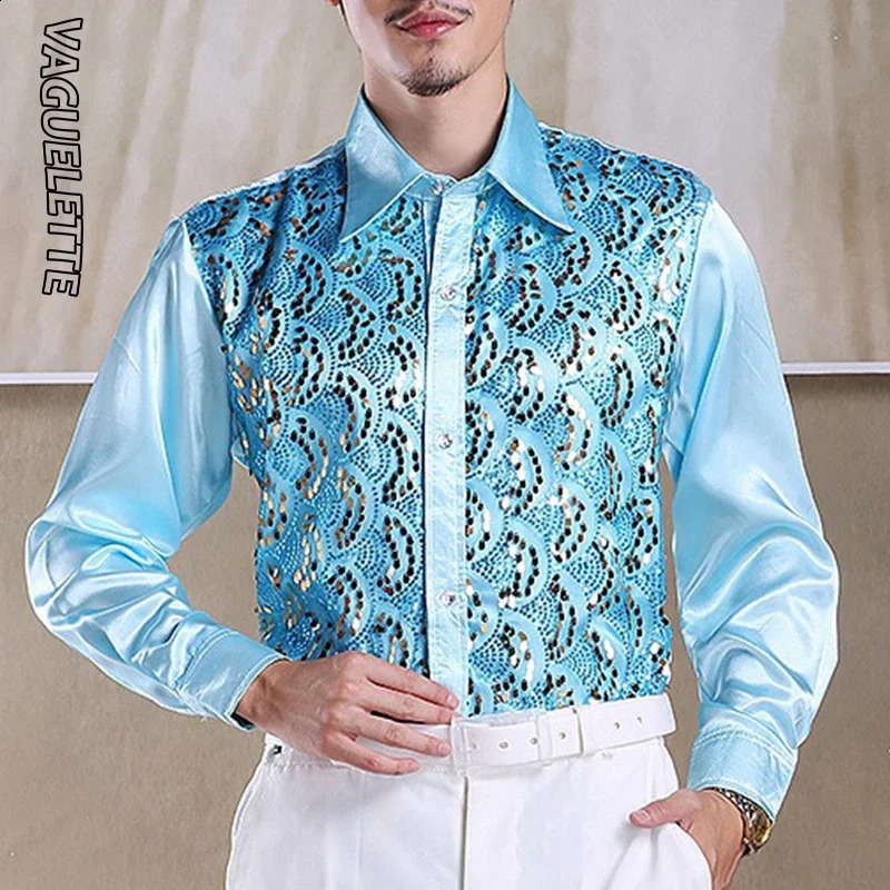 sequin ruffled mens evening gown in red/pink wedding stage costume mens long sleeved S-L 241015