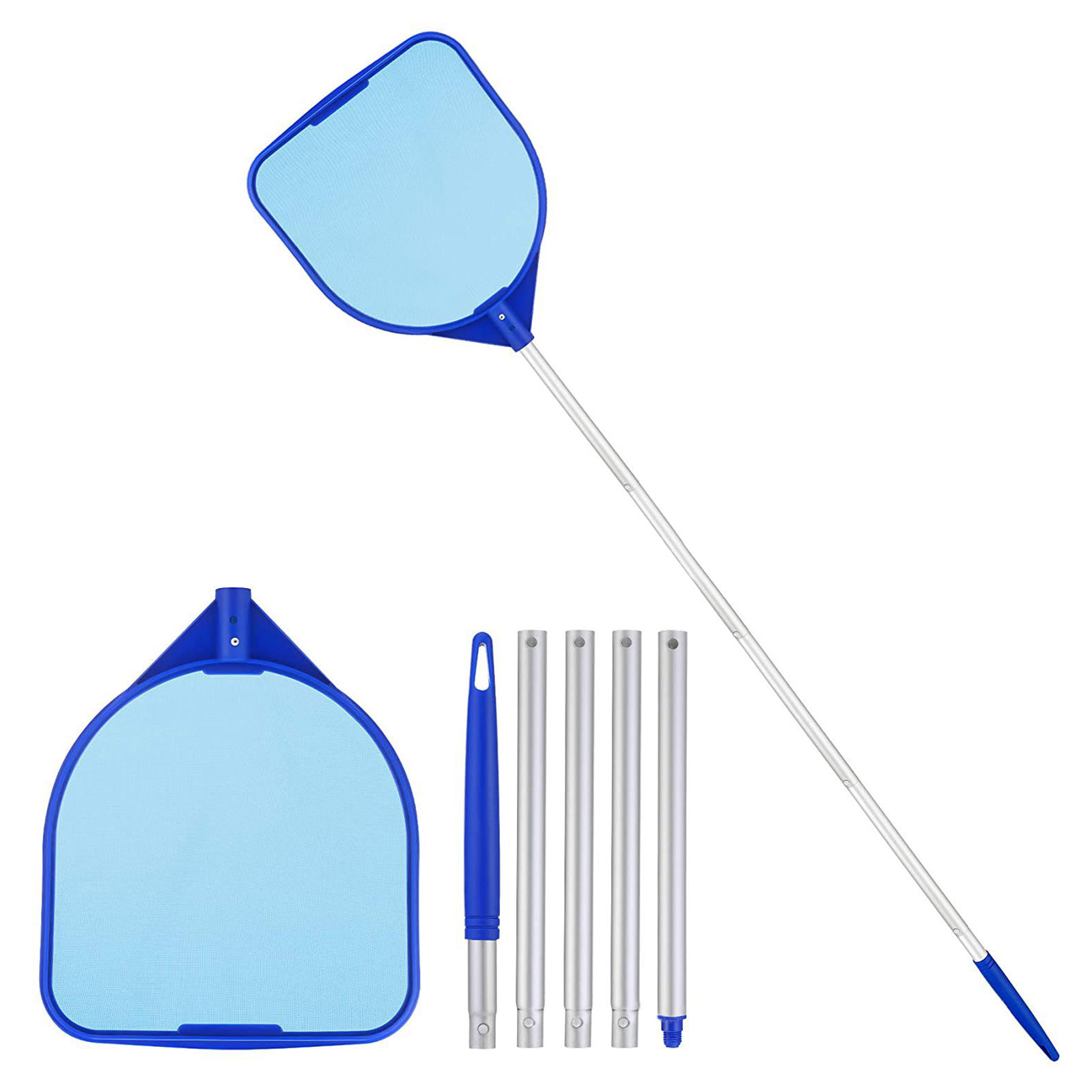 [Elosung]Aquarium Skimmer Net with Telescopic Pole, Leaf Rake Mesh Pool Fish Tanks Accessories Ponds Cleaning Tools