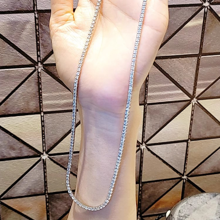 2024 Hip Hop Tennis Chain Pendant Top Sell Vintage Jewelry 925 Sterling Silver Round Cut Cubic Zircon CZ Diamond Party Eternity Women Wedding Necklace