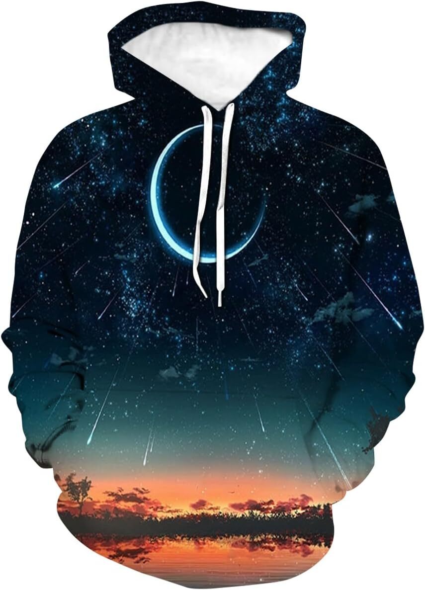 Hoodie for Mens Womens Novelty Pink Sky Hoodie 3D Art Print Rainbow Cherry Swirl Pattern Pullover Sweatshirt Clothes Graphic Fashionable and Warm