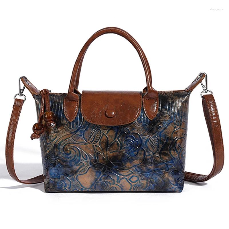 2025 NEW Drawstring Brand Oil Wax Leather Large Capacity Shoulder Crossbody Bags Handbag High Quality Women Sac A Main zhanyishengli