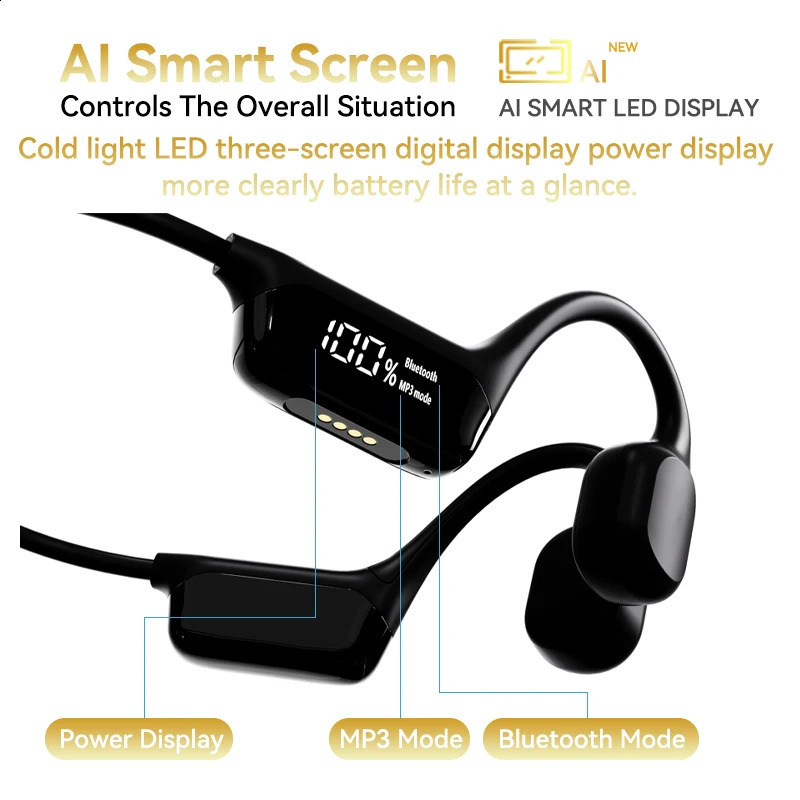 IPX8 Waterproof Swimming Bone Conductive Earphones Bluetooth 5.4 Low Frequency Wireless Earphones MP3 32GB Player Loop Fitness Earphones 241009