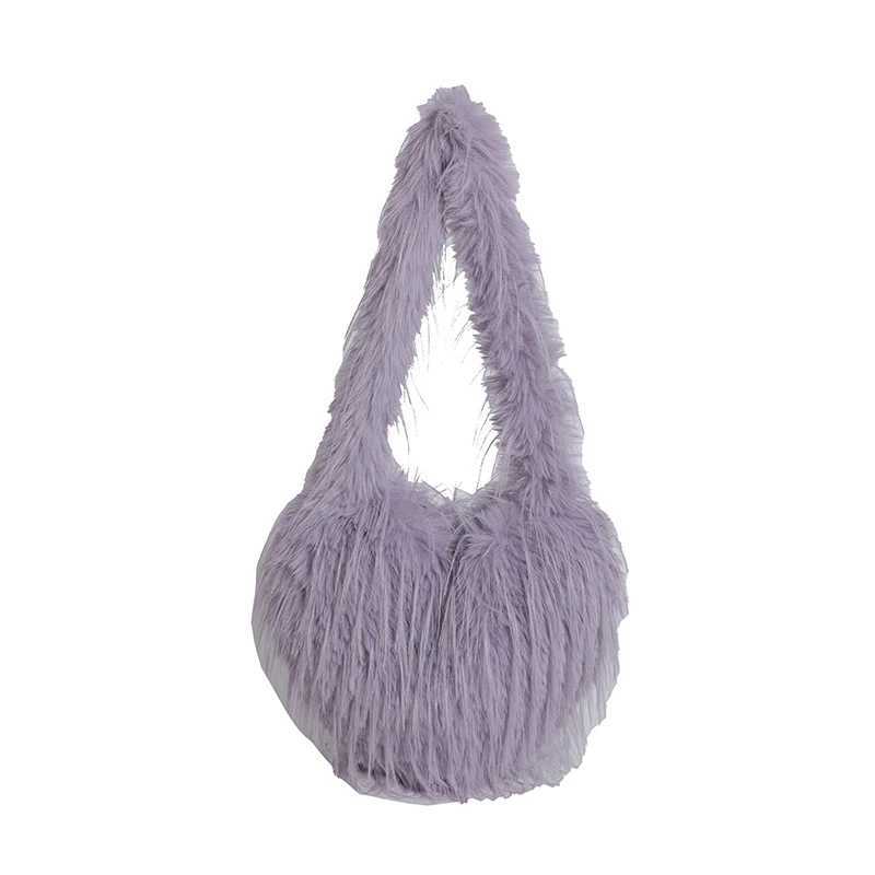 Ladies Heart Shape Plush Underarm Bag Large Capacity Fashion Tote Solid Color Fluffy Handbag Hasp Closure Furry Purse 241015