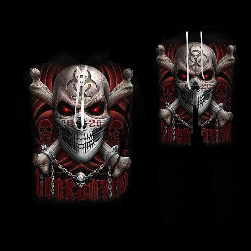 Skull 3D Print Men Punk Hoodie Suit Tracksuit/Pants Goth Skeletons Pullover Casual Streetwear Oversize Autumn Winter Hot-sellingXJ241015