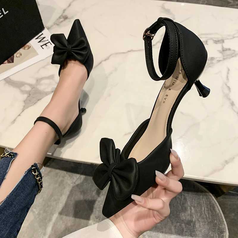 Summer Womens Shoes Fashion 2024 New Low Boot Bow Knot Sandals Sexy Baby Head Stiletto Party Light Sandals De Mujer Y241023
