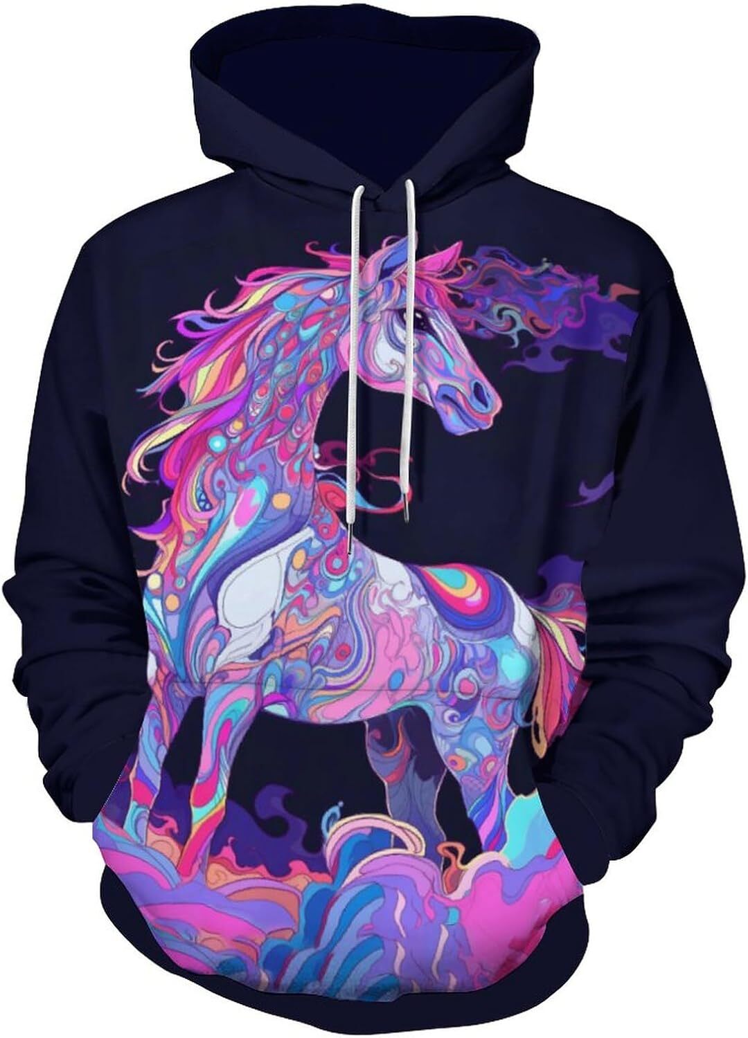 Hoodie for Mens Womens Novelty Cute Horse Lover Hoodie Colorful Abstract Animal Horse Summer Sweatshirt Hoodie Graphic Fashionable and Warm