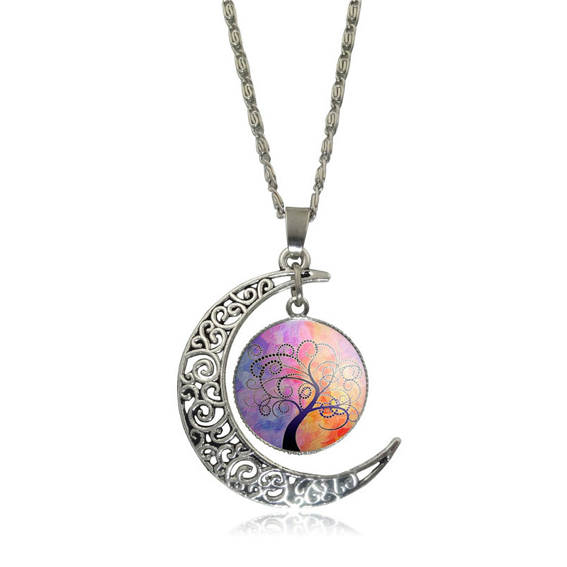 Tree of Vintage Life Necklaces: Hollow Moon Pendant Jewelry (2024 Collection) 4