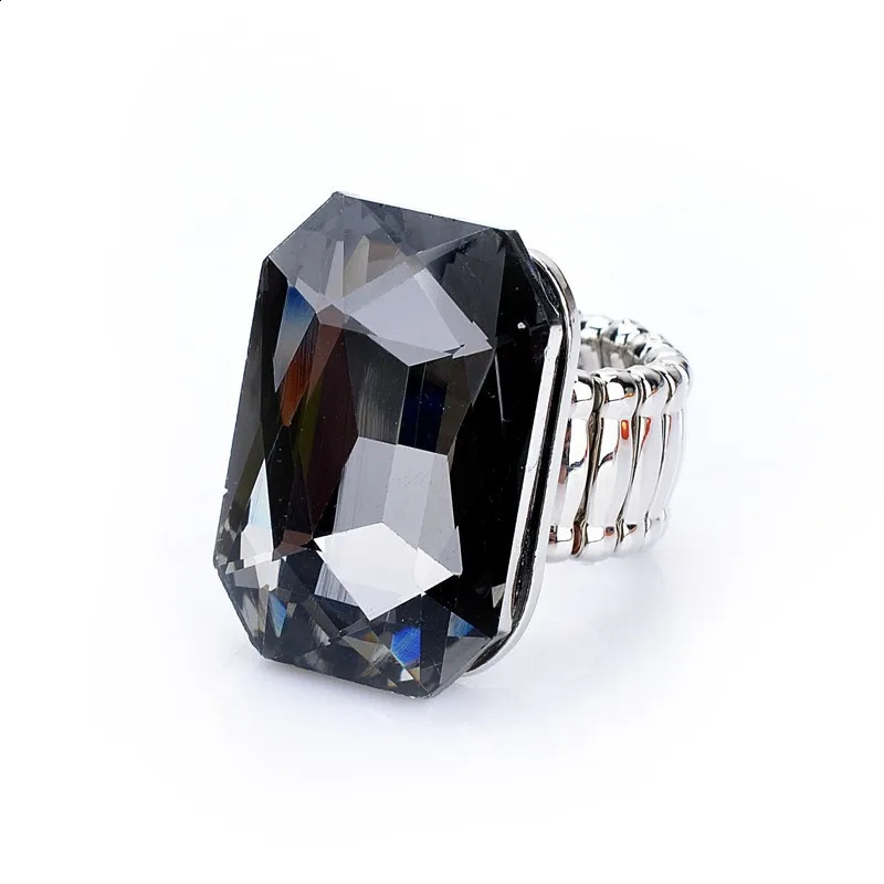 Personality Elegant 7 Colors Big Ring For Women Resin Stone Fashion Elastic Stretch Finger Rings Christmas Jewelry 241010