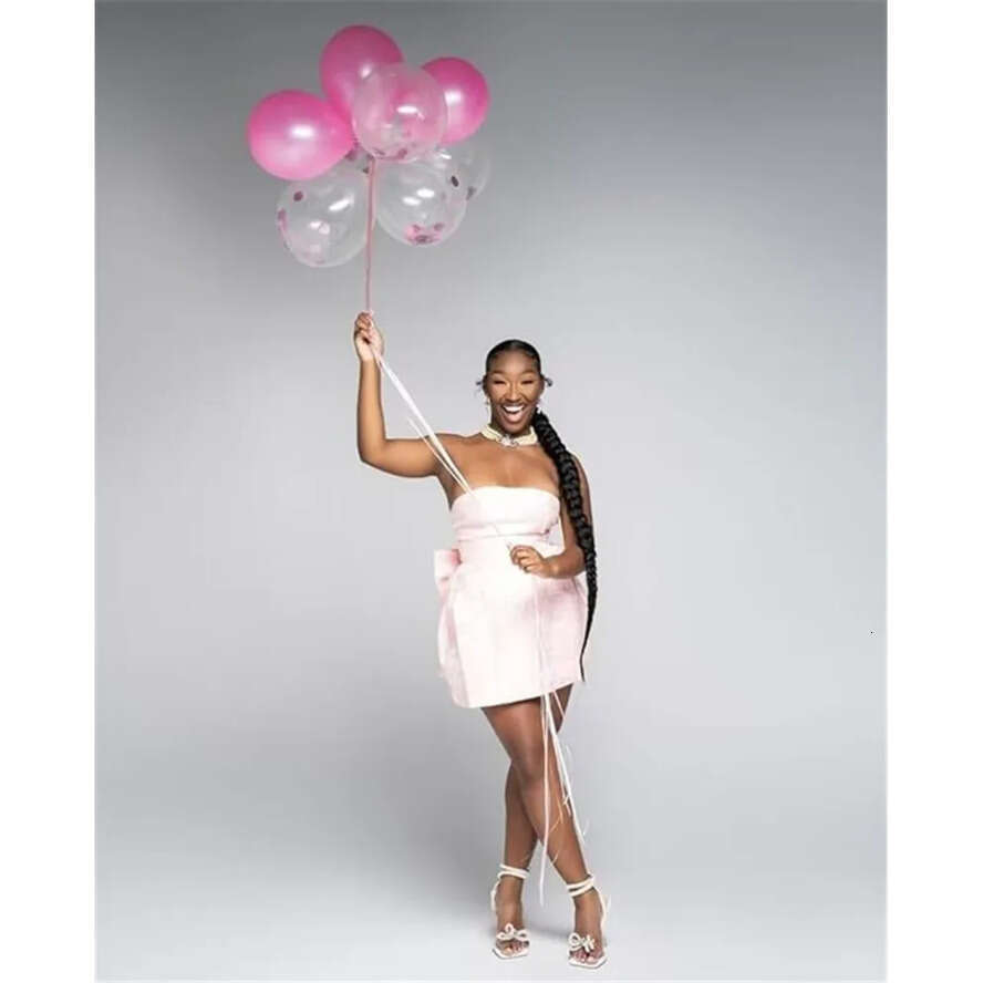 Dresses Lovely Pink Homecoming With Big Bow Back A E Strapless New Sexy Lace-Up Backless Mini Short Tail Prom Party Gowns Bm3221 less