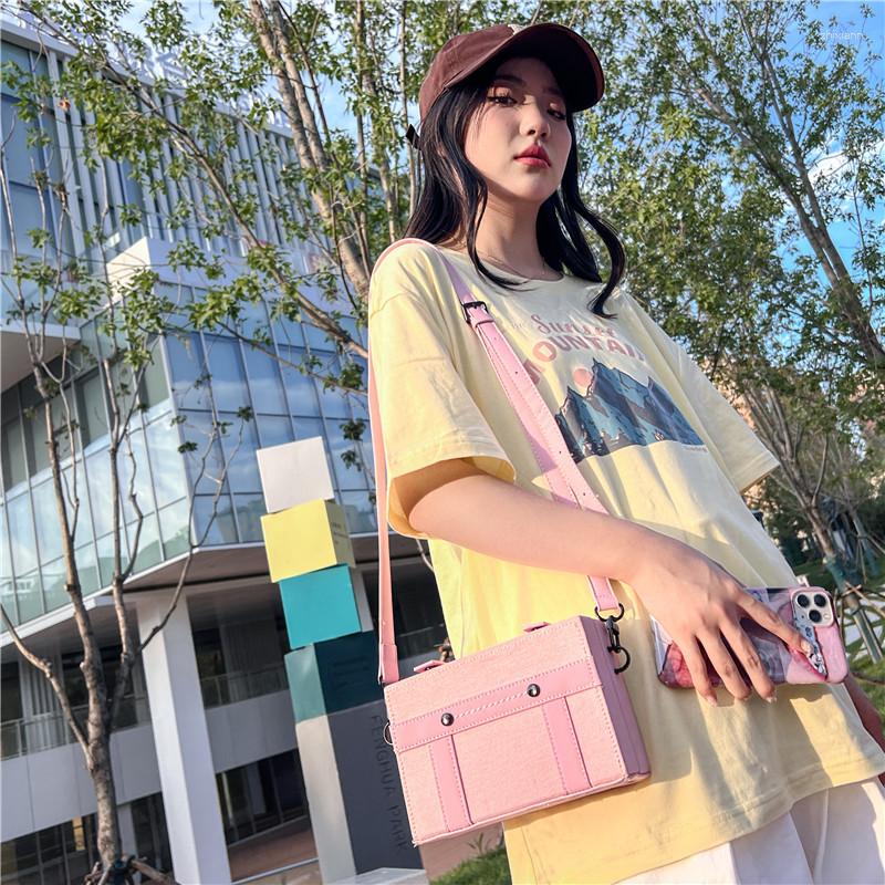 Bag Boys Stylish Small Satchel Korean Style Trendy Brand Denim Box Street Fashion Hip Hop Disco e369 4