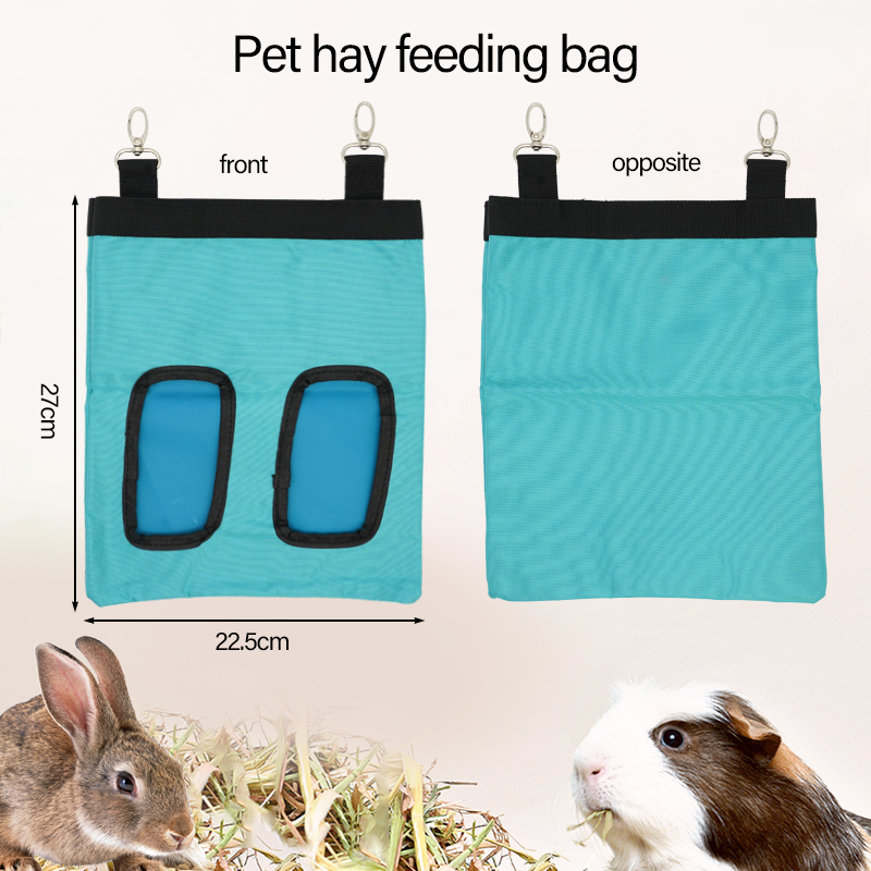 2Holes Hanging Hay Bag for Bunny Guinea Pigs Small Animal Feeder Rabbit Food Dispensers Bag Cage Accessories Pet Feeding Bag