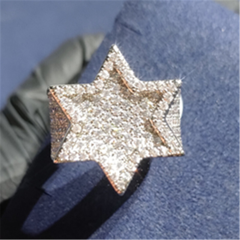 Hip Hop Cuban Rings Sterg Sier Fashion 2 rows VVS Dia Ring Custom Jewelry Moissanite